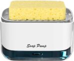 Bestseek Kitchen Dish Soap Dispenser with Sponge Holder, Newest 2-in-1 Countertop Soap Pump Dispenser