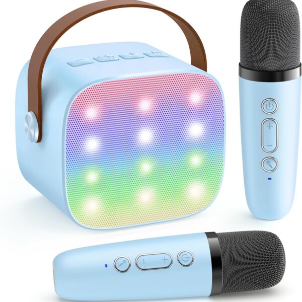 Karaoke Machine for Kids, Portable Bluetooth Speaker with 2 Wireless